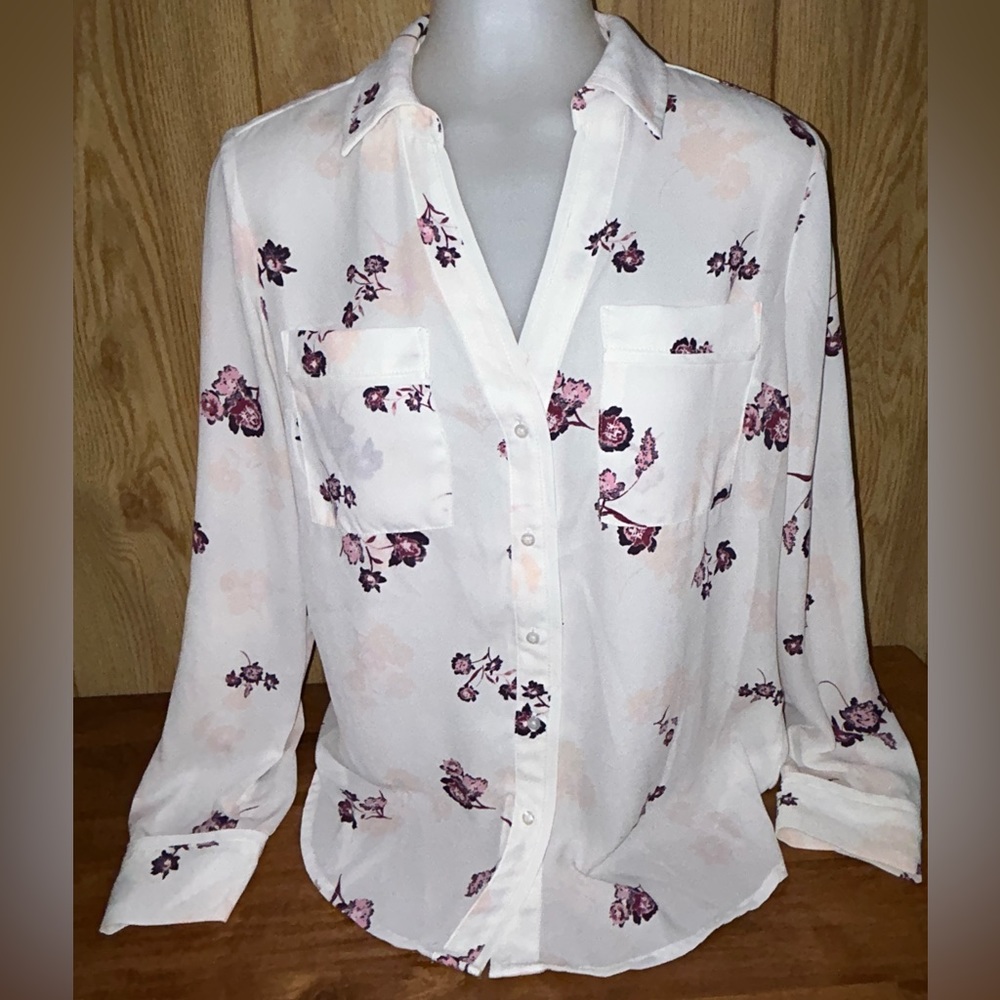 Candie's White Floral Button-Up Blouse